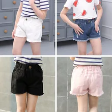 

New shorts summer wear girls pure color cotton denim jeans shorts