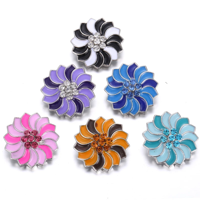 

6pcs/lot Wholesale Snap Button Jewelry Windmill modeling 18mm Snap Button for 18mm Snap bracelet for women