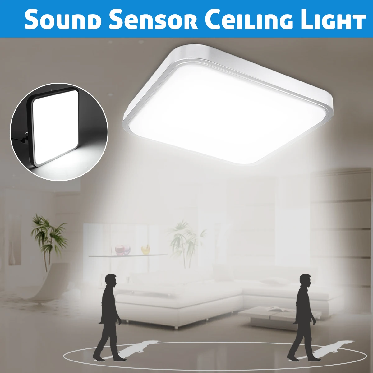 

15W 18W 24W Flush Mount Square Ceiling Lamp Sound Control PIR Motion Sensor Modern LED Ceiling Lights For Living Room Bedroom