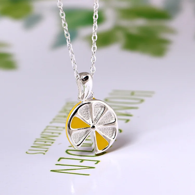 lemon women 100% 925 Sterling silver nacklace Jewellery Clavicle chain pendant charms