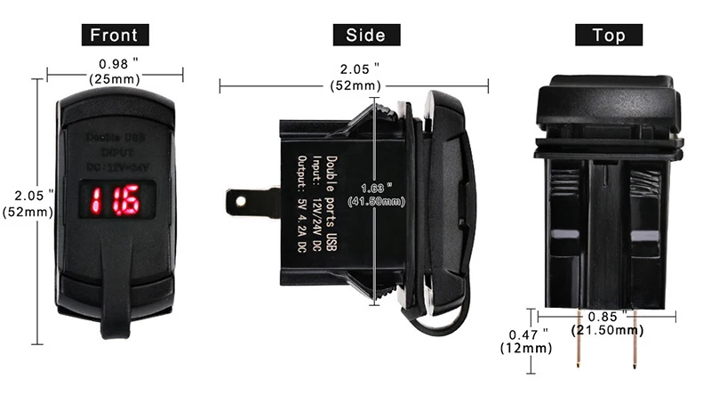 12 В 24 В 4.2A автомобильное двойное зарядное устройство 2 USB зеленый красный синий светодиодный вольтметр измеритель напряжения 2 порта панельная розетка для автомобиля грузовика лодки 12-30 в