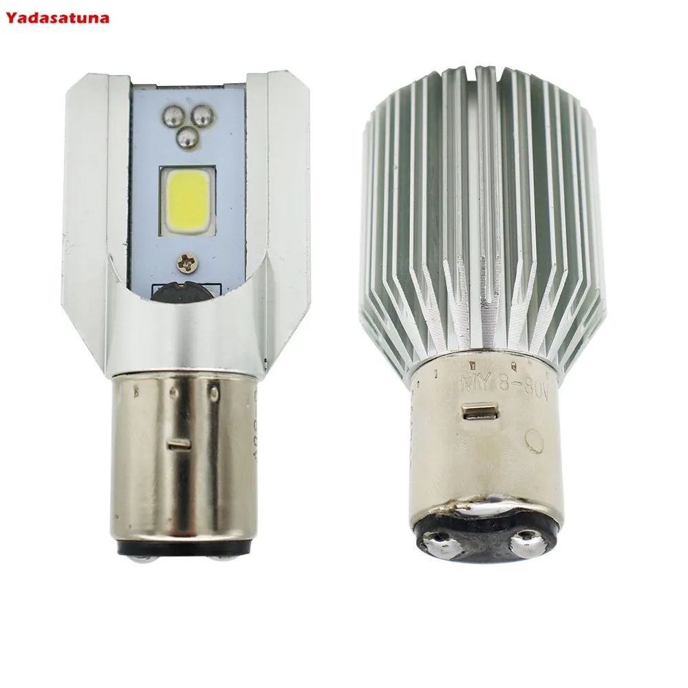 2 * Ba20D 12W Hi/Lo Motociclo Led Lampadine Del Faro Lampada Moto Scooter Motorybike Alta Luce Bassa 12V 6W2-Cob M2S-Ba20D