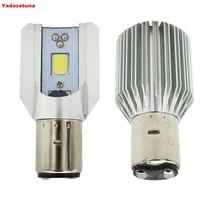 2 * ba20d 12 w oi/lo motocicleta levou farol lâmpadas lâmpada moto scooter motorybike alta low light 12 v 6w2-cob m2s-ba20d