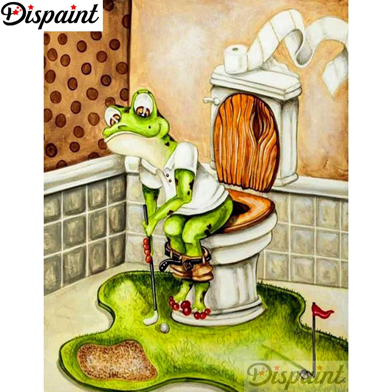 Dispaint Full Square/Round Drill 5D DIY Diamond Painting &quotToilet frog scenery&quot Embroidery Cross Stitch Home Decor A10565 | Дом и сад