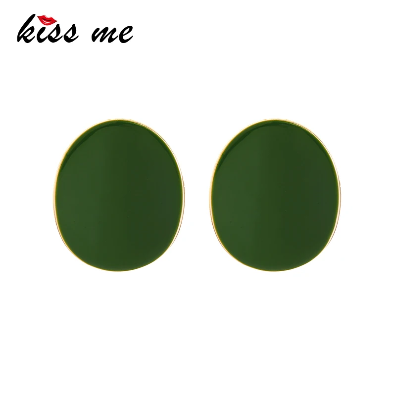 «KISS ME»(«Поцелуй меня большие серьги-гвоздики с уникальные, золотистого цвета Медь зелёная эмаль геометрические серьги для Для женщин Модные украшения