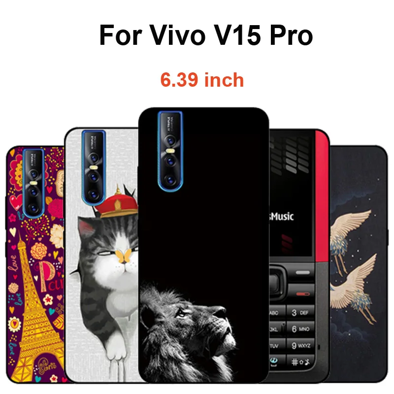 

Fashion Soft Silicon Phone Cases For Vivo V15 Pro Case Painted cartoon Clear Cover For Vivo V 15 Pro V15Pro shell case coque