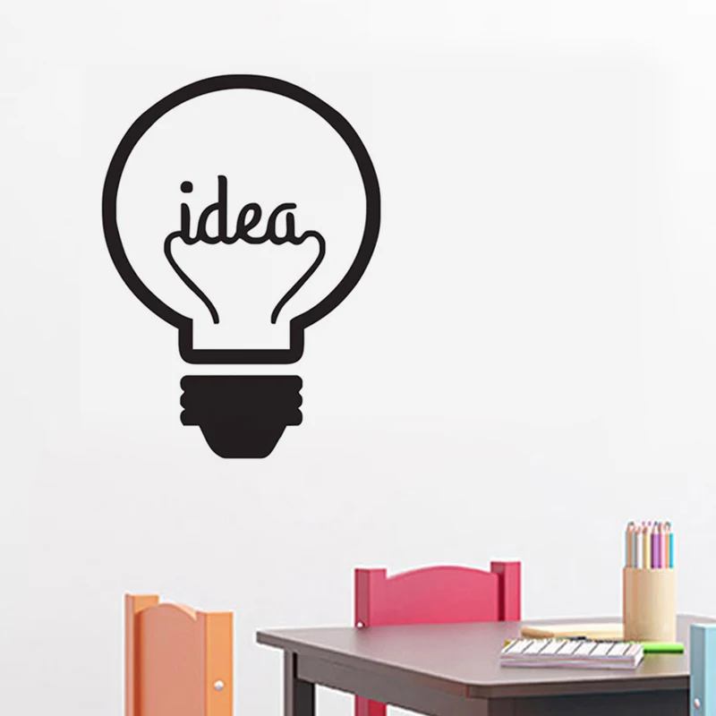 Idea Symbol Motivation Quote Wall Stickers Home Decor Living Room Creative Light Bulb Wall Decals Vinyl Sticker