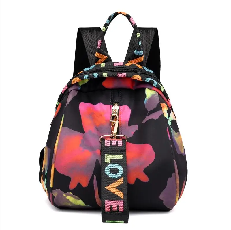 Женский рюкзак с цветной лентой и забавным принтом, маленькая Портативная сумка для путешествий для девочек, модный легкий водонепроницаемый мини-рюкзак - Цвет: Red Flower