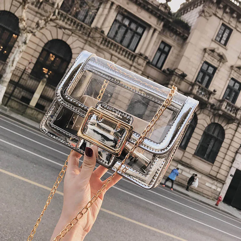 

Transparent Jelly Women bag 2019 Summer Fashion New Handbag High quality PVC Beach Travel bags Wild Chain Shoulder Messenger Bag