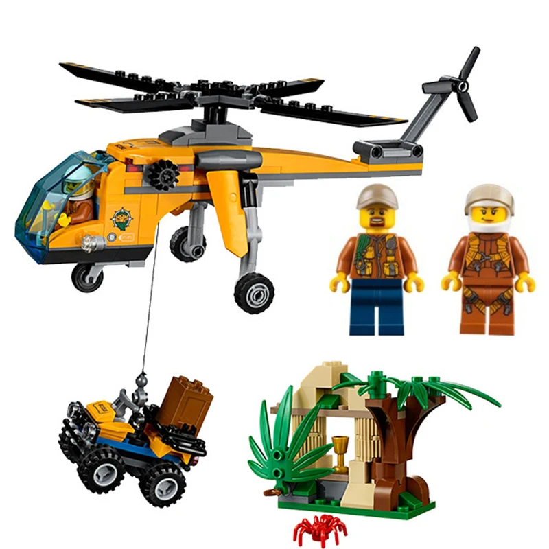 LEPIN City Jungle Cargo Aircraft Helicopter Building Blocks Sets Bricks Classic Model Kids Toys DIY Marvel Compatible Legoings lepin town bus station city building blocks sets kits bricks model kids classic toys marvel compatible legoings