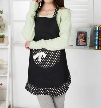 

Hanerdun Womens Apron Ladies Cute Apron Fancy Maid Set Apron, Black Bowknot Apron With pocket