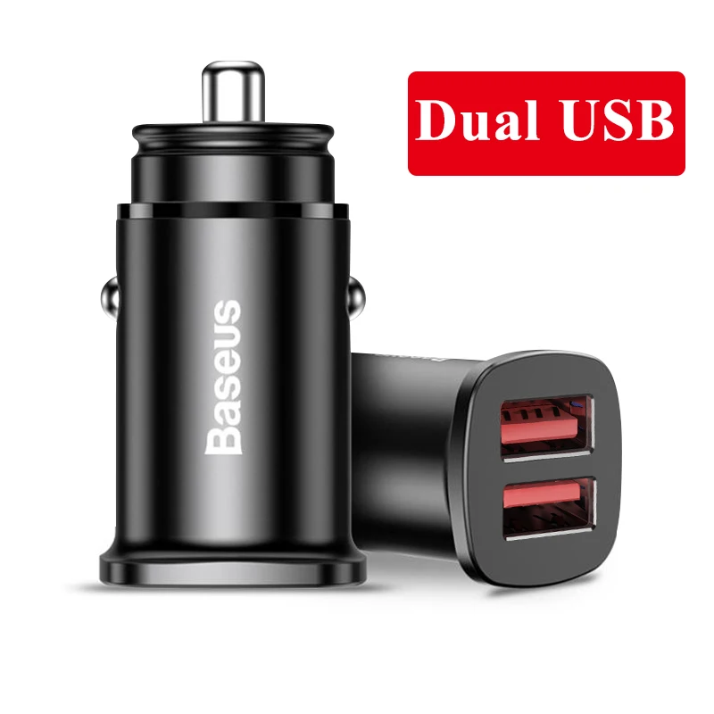 Baseus 30 Вт usb type C PD Быстрая зарядка 4,0 3,0 Автомобильное зарядное устройство для huawei Supercharge SCP зарядное устройство для мобильного телефона быстрое автомобильное зарядное устройство для телефона - Тип штекера: Black Dual USB