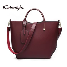 Iceinnight estilo europeo mujeres bolsas 2017 bolsas bolso bolsos de la manera del vino rojo bolsas de mensajero famosa marca de cuero cubo bolsa