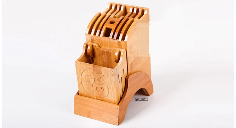 NOOLIM бамбуковый держатель для кухонных ножей, Многофункциональные кухонные аксессуары, стеллаж для хранения инструментов, держатель для деревянных ножей, подставка для ножей
