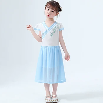 

Girls Hanfu Dress Chinese Style Kids Summer Clothes Chinese Ancient And Traditional Children Costume Folk Dance Clothing DQL771