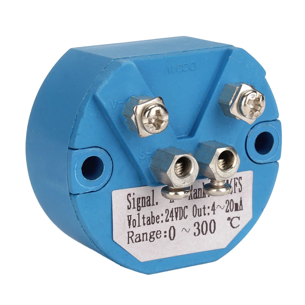 

K Type Temperature Sensor Converter 0-300C 4-20mA Output Plastic Blue 24VDC