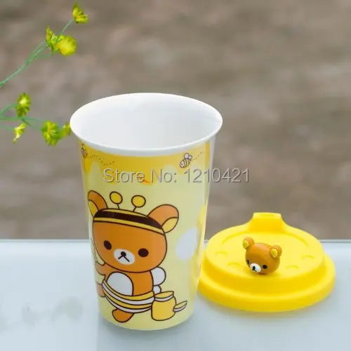 1 шт керамическая чашка кофейная кружка с силиконовой крышкой-Rilakkuma