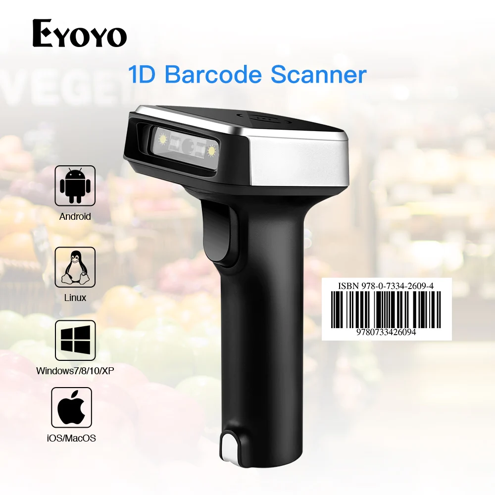 

Eyoyo CCD 2.4G Wireless Barcode Scanner for POS iPad iPhone Android Phones Tablets or Computers PC with USB Receiver