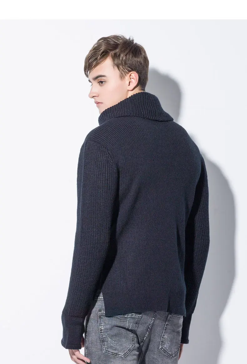 Men Pullover Sweaters Warm Thick knitted Sweater Men Autumn Winter Male Pullover Jumper Brand Clothing Black Dark Gray Muls 2017-01