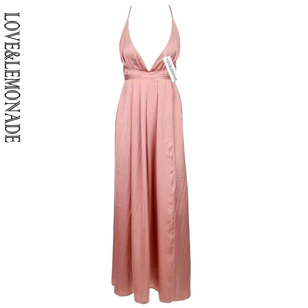 

Love&Lemonade Nude V-Neck Halter Long Dress TB 8901