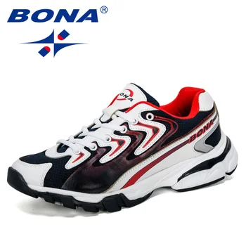 

BONA 2019 New Style Men Running Shoes Outdoor Sports Shoes Cow Split Sneakers Man Comfortable Athletic Training Footwear Trendy