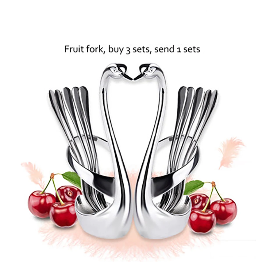 

Spoon Swan Fork Holder Stainless Steel Sticks Fruit Bois Decoration Cocktail Cake Fork Bento Lunch Accessories Widelce Box 646