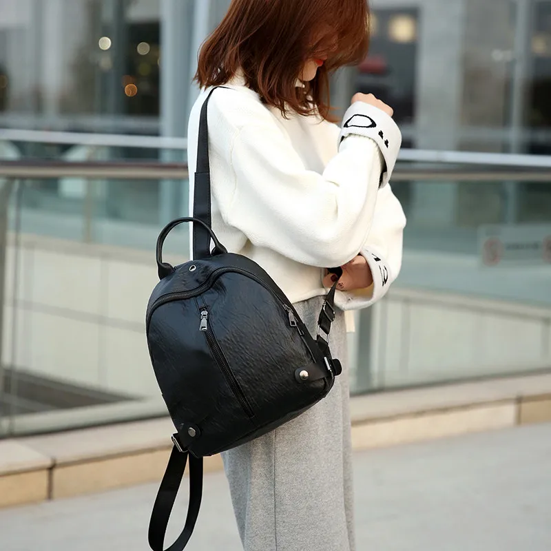 Многофункциональный женский кожаный рюкзак, Женский однотонный Модный повседневный студенческий рюкзак, дорожная сумка# YL
