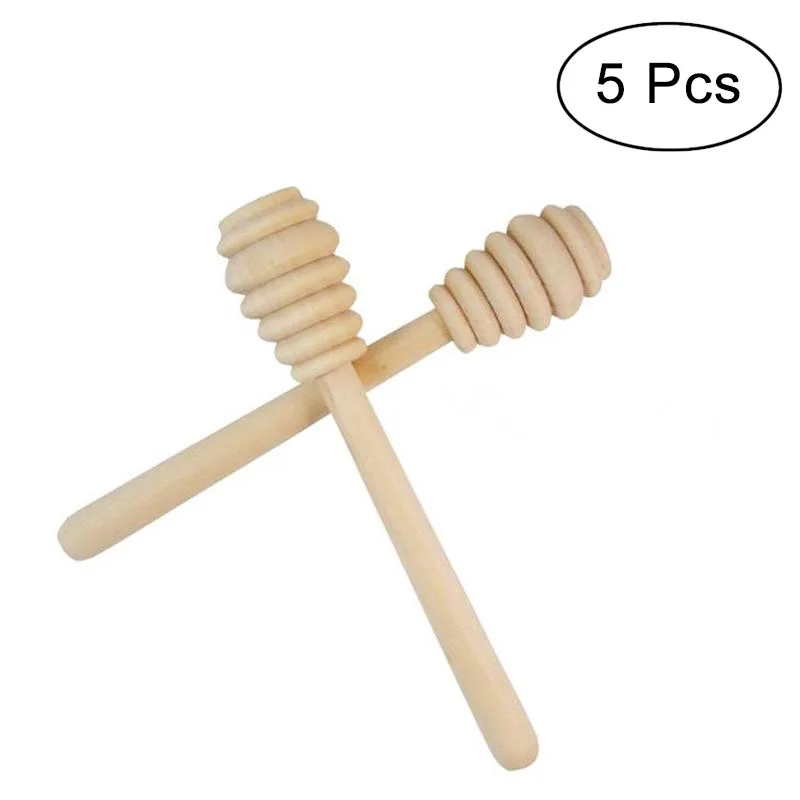 WINOMO 5pcs Wooden Honey Dipper Stirrer Honey Stir Sticks Honey