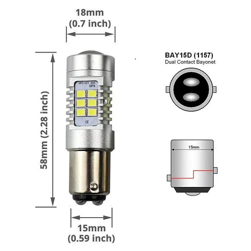 Автомобильный стоп сигнал canbus 2 шт. 12 В 24 21SMD 1157 BAY15D BAY 15D светодиодный фонарь для
