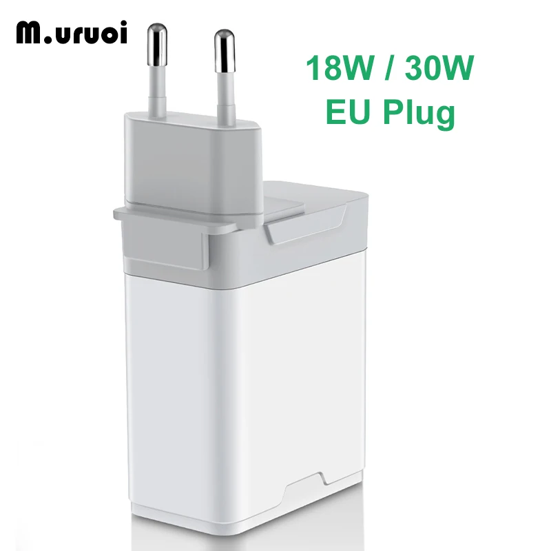 M. uruoi 18 W 30 W سريعة تهمة 30 W نوع C + 2.4A USB للهاتف المحمول شاحن USB C الاتحاد الأوروبي التوصيل ل فون سريع السفر الحائط لسامسونج