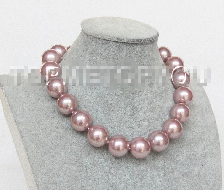 

18" 20mm round purple south sea shell pearls necklace E3258@^Noble style Natural Fine jewe FREE SHIPPING ##a #a