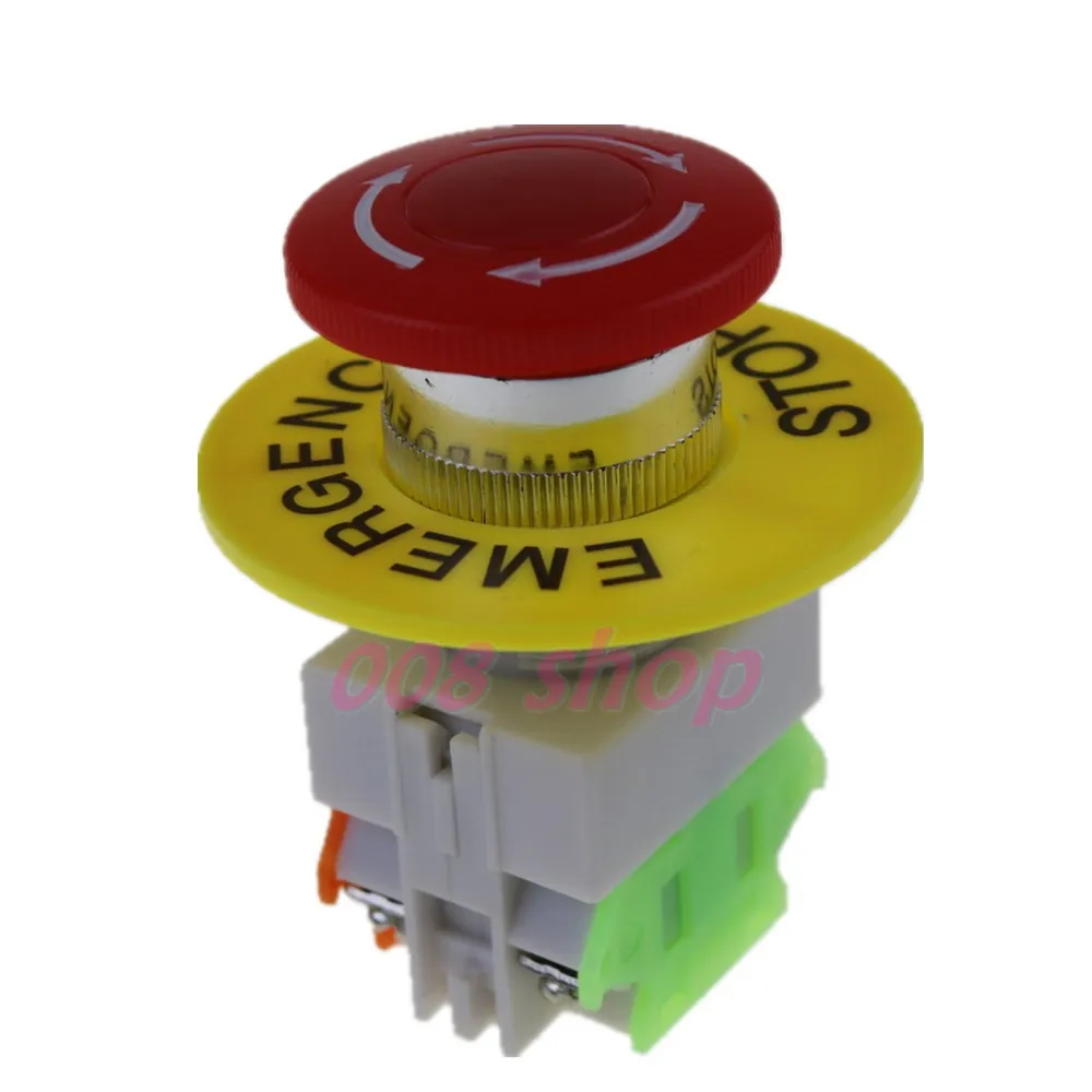 

Red Mushroom Cap 1NO 1NC DPST Emergency Stop Push Button Switch AC 660V 10A