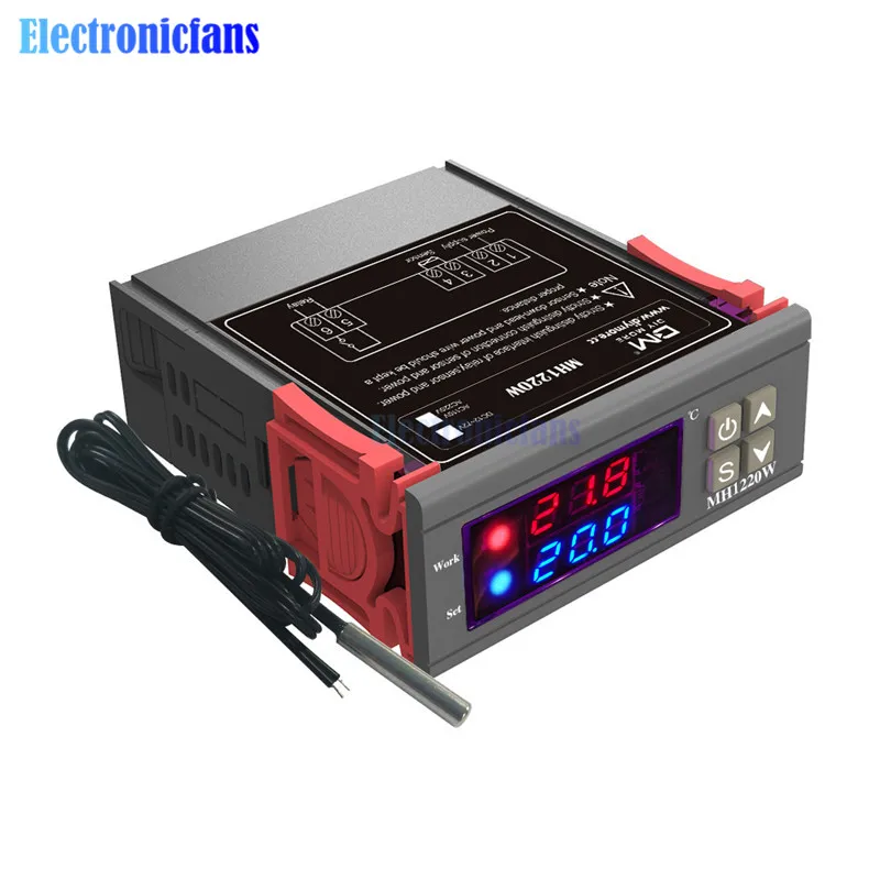 AC 110 V-220 V 12 V-72 V MH1220W светодиодный цифровой термостат Температура контроллер для дома и улицы нагревательные охладительные термометр погода