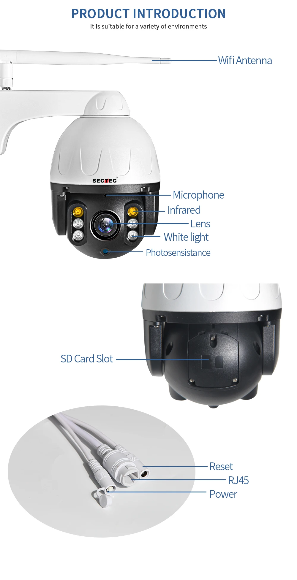 SECTEC 1080P PTZ IP камера с автоматическим отслеживанием наружная Onvif водонепроницаемая Мини скоростная купольная камера 2MP IR 30M P2P CCTV камера безопасности