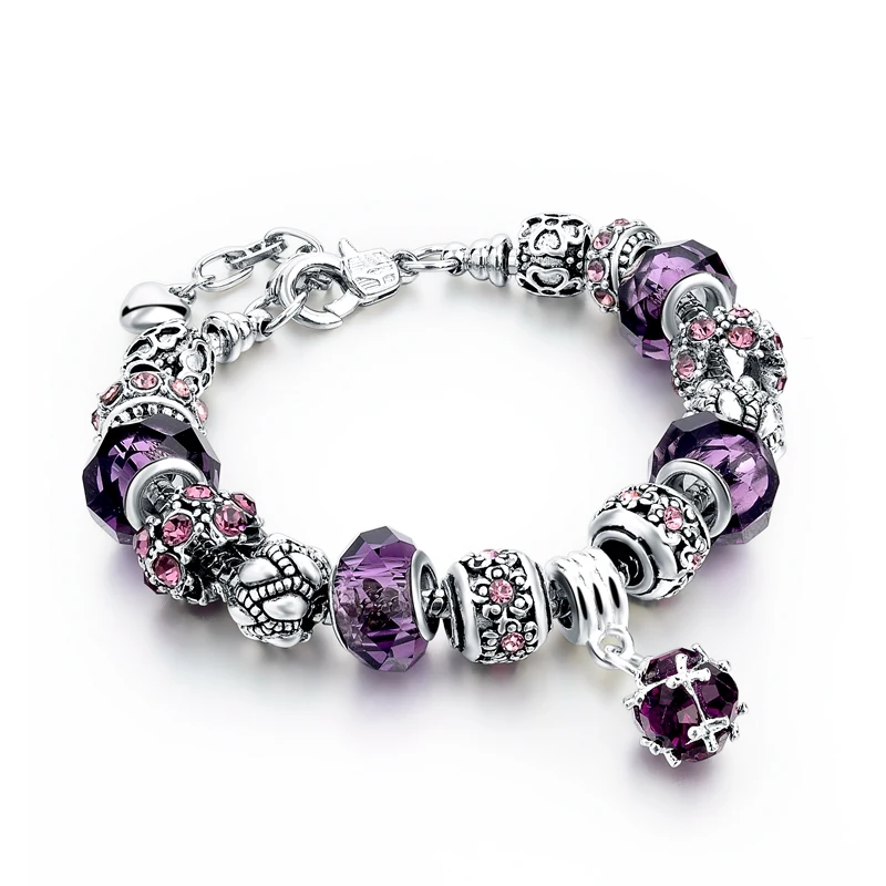 Szelam 2019 New Crystal Beads Bracelets Bangles Silver Plated Charm Bracelets For Women Friendship Pulseras SBR160014