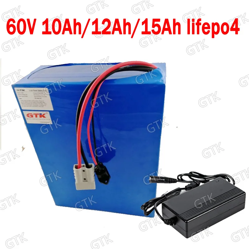 

GTK lifepo4 60V 15Ah Lithium 60V 12Ah battery 60v 10ah lithium lifepo4 for 500W 750W citycoco scooter bicycle bike + 2A charger