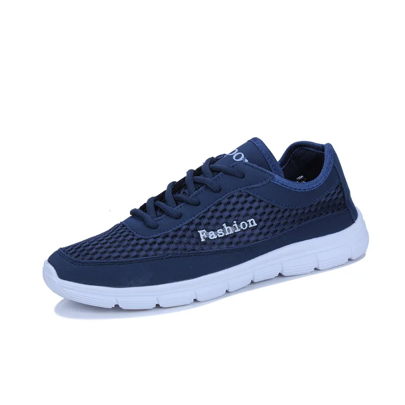 Solid Color Men Summer Casual Shoes Size 38-46 Breathable Light Male Mesh Sneakers Black Blue Grey | Обувь