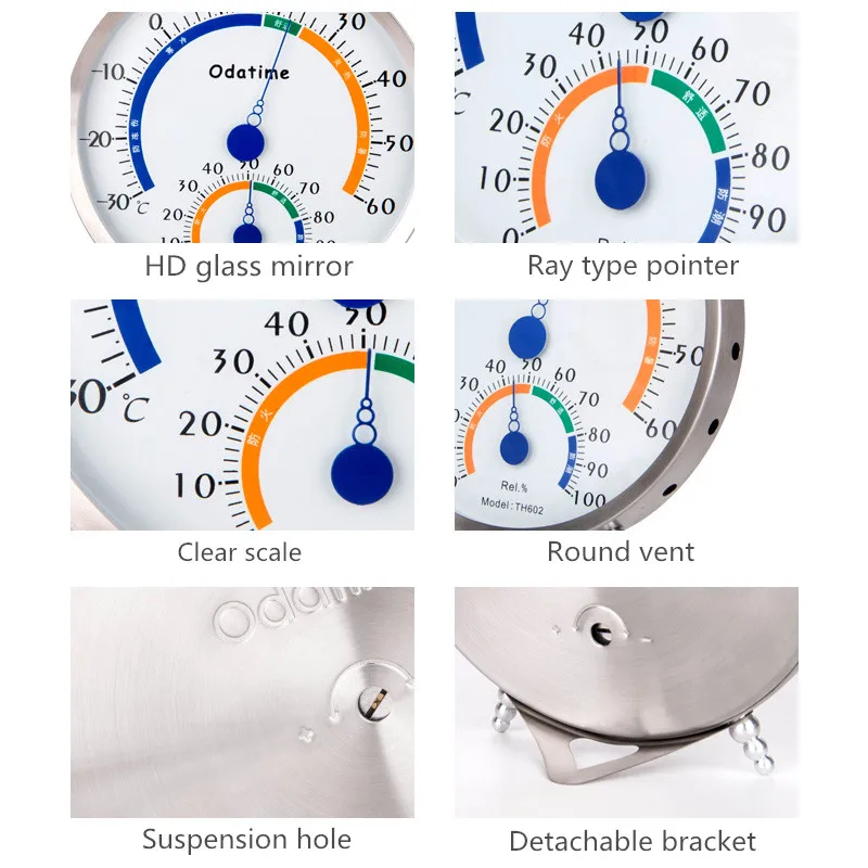 Odatime из нержавеющей стали по Цельсию Аналоговый термометр гигрометр для сауны комнатный Измеритель температуры и влажности