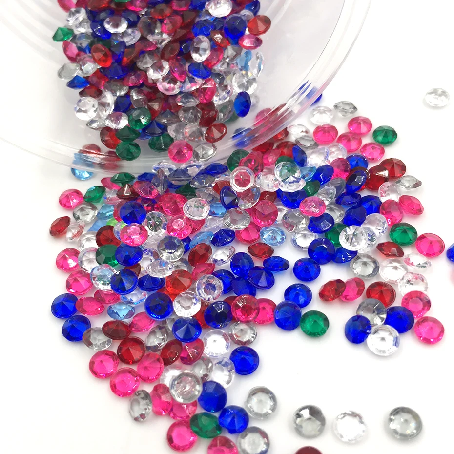 

ZYFMPTEX 4.5mm Rhinestone Crystal Mixed Colors 1000pcs No Bottom Diamond Rhinestones For Nails 3D Nail Art Decoration Gems