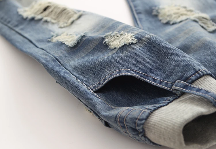 2018 Spring Autumn New 2-10 Years Children Birthday Gift Elastic Long Trousers Washed Hole Denim Baby Kids Girls Jeans Pants (18)