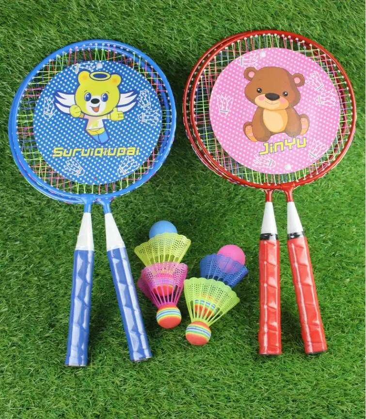 

Children's Badminton Racket Sports Set Cartoon Big Round Racket Children's Intellectual Fitness Toy Set Racket free shipping