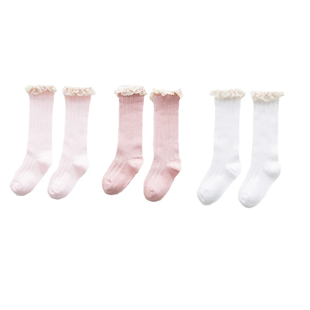 Lawadka Free Shipping 1 Pair Kids Princess Girls Socks Children’s Knee High Socks with Lace Baby Leg Warmers Cotton Spring Style
