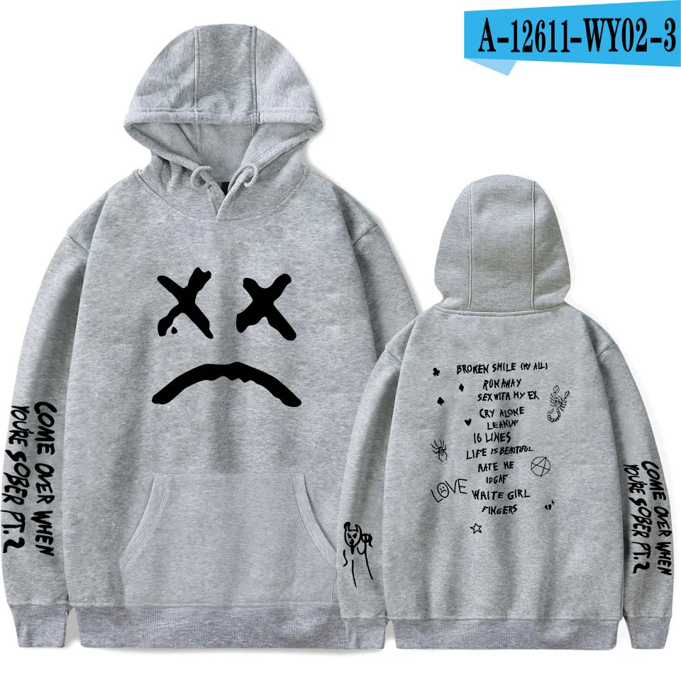 New lil peep Hoodie Men and Women Fans Sweatshirt Hoodies Sweatshirts Long Sleeve Print Hip Hop lil peep Boy Casual Clothes - Цвет: gray