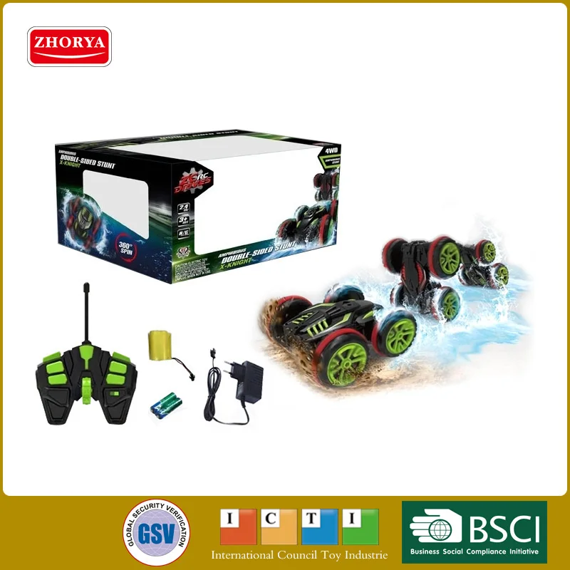 

2.4GHz Four-wheel drive water and land Double Side Amphibious RC Stunt Car 360 Degree Cool Rotation Remote Control toys