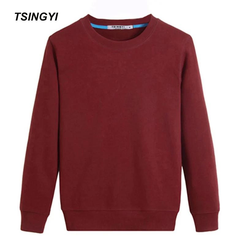  Tsingyi Solid Pullover Women Men's Hoodies Black White Blue Grey Burgundy Cotton Terry Casual Sweat