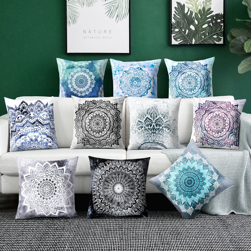 

Mandala Cushion Cover Polyester Geometric Pillowcase Square Throw Pillow Pomi style pillow covers decorative Car Pillow