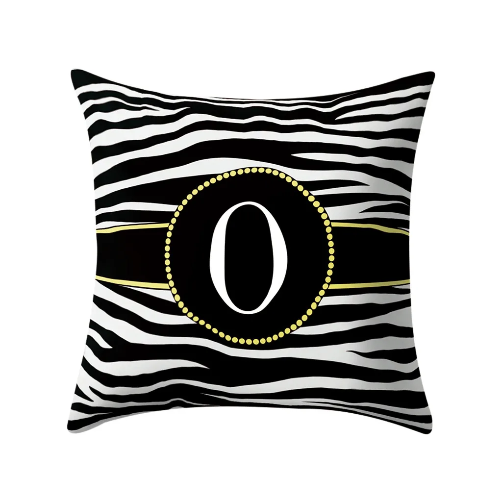 Gajjar Новая черная и белая полоска с буквенным принтом полиэфирная Подушка для гостиной домашняя декоративная наволочка