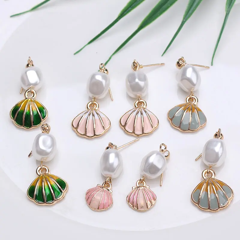 Cowrie серьги подвески с ракушками и жемчугом для женщин девушек золотые