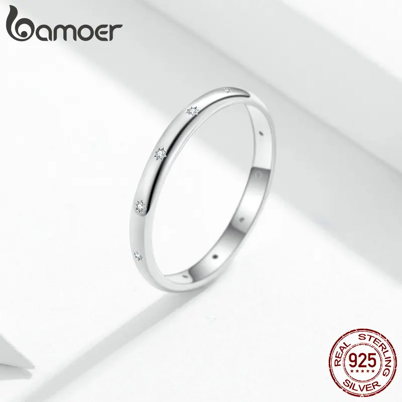 Bamoer обручальные серебряные кольца на палец для женщин и мужчин, прозрачные CZ обручальные кольца для мужчин, Стерлинговое Серебро, 925 ювелирные изделия SCR546