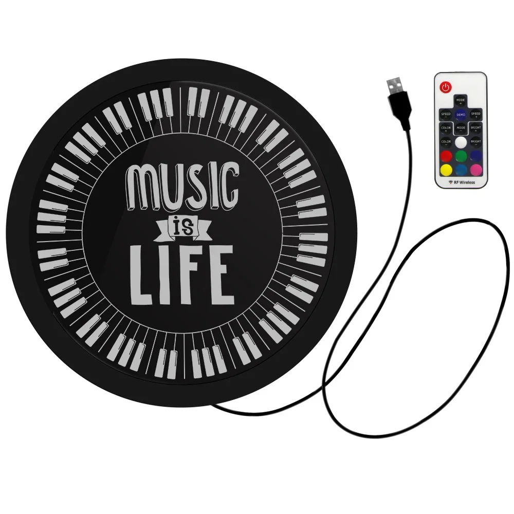 Клавиатура для пианино Music Is Life круглая светодиодная неоновая вывеска клавиатура